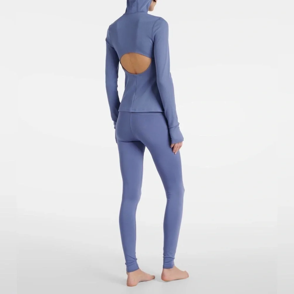 Alo Yoga Alosoft Frontrunner Ribbed-Knit Top Infinity Blue Size XS/TP